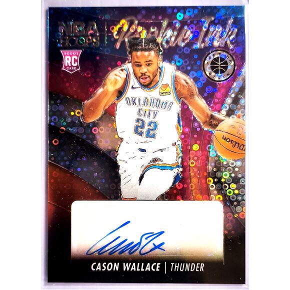 2023-24 NBA Hoops Premium Stock CASON WALLACE #RI-WAL ROOKIE INK Disco - Picture 1 of 2